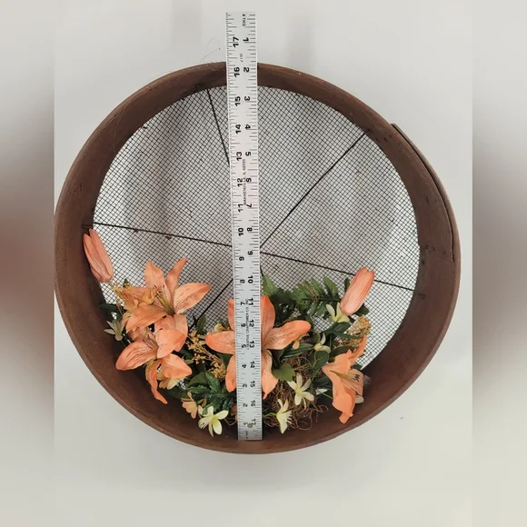 Rustic Sieve Floral Arrangement Rustic Home Decor Wall Hanging - Picture 2 of 3